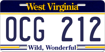 WV license plate OCG212