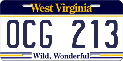 WV license plate OCG213