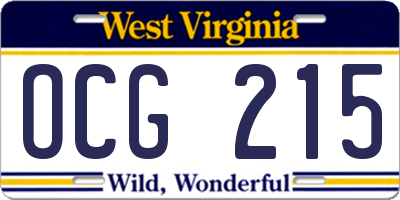 WV license plate OCG215