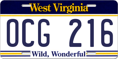 WV license plate OCG216