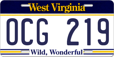 WV license plate OCG219