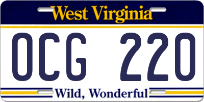 WV license plate OCG220