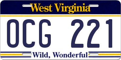 WV license plate OCG221