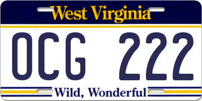 WV license plate OCG222