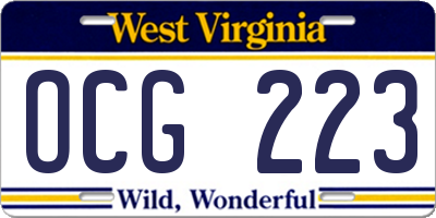 WV license plate OCG223