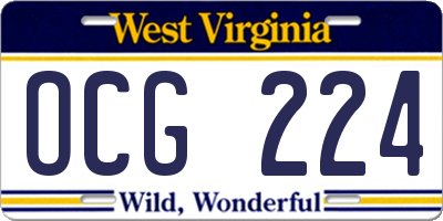 WV license plate OCG224