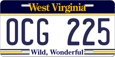 WV license plate OCG225