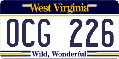 WV license plate OCG226