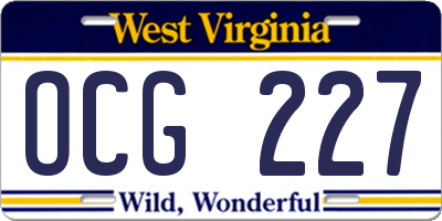 WV license plate OCG227