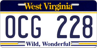 WV license plate OCG228