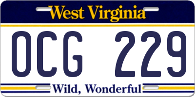 WV license plate OCG229
