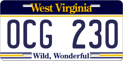 WV license plate OCG230