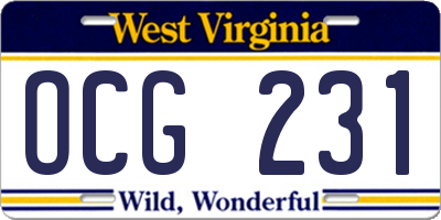 WV license plate OCG231