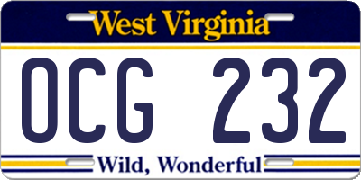 WV license plate OCG232