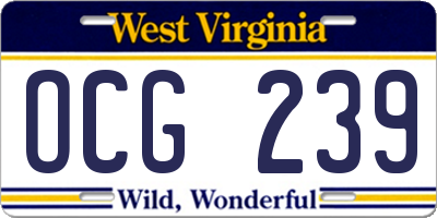 WV license plate OCG239