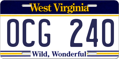 WV license plate OCG240