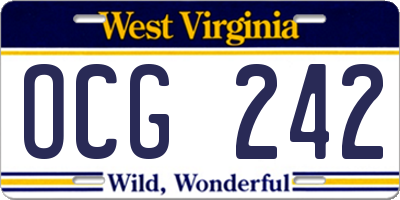 WV license plate OCG242