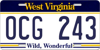 WV license plate OCG243