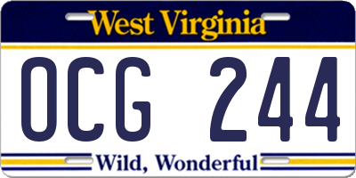 WV license plate OCG244