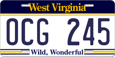 WV license plate OCG245