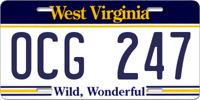 WV license plate OCG247