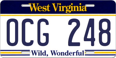 WV license plate OCG248