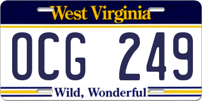 WV license plate OCG249