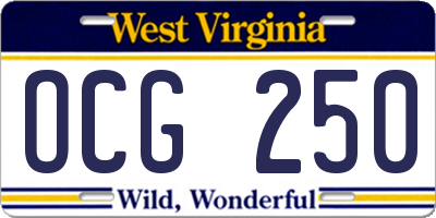 WV license plate OCG250