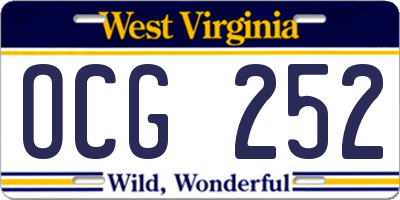 WV license plate OCG252