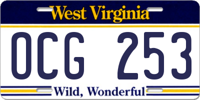 WV license plate OCG253