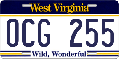 WV license plate OCG255
