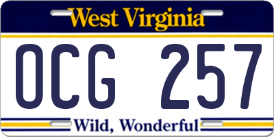 WV license plate OCG257