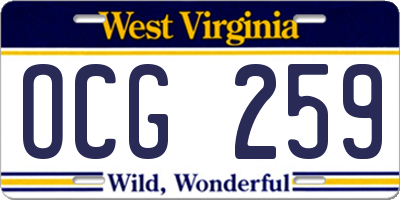 WV license plate OCG259