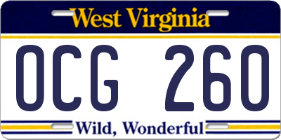 WV license plate OCG260