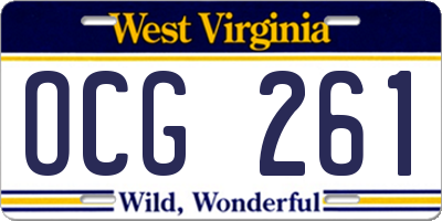 WV license plate OCG261