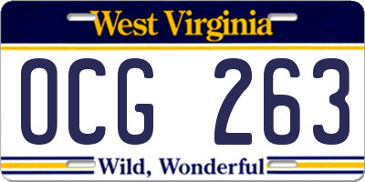 WV license plate OCG263
