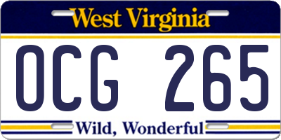 WV license plate OCG265