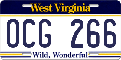 WV license plate OCG266