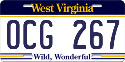 WV license plate OCG267