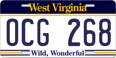 WV license plate OCG268