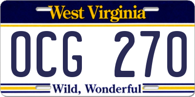 WV license plate OCG270