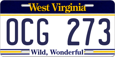 WV license plate OCG273