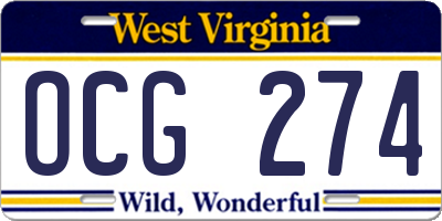 WV license plate OCG274