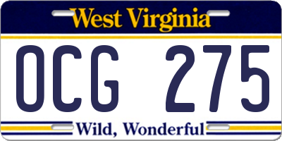 WV license plate OCG275