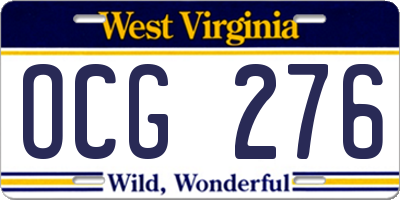 WV license plate OCG276