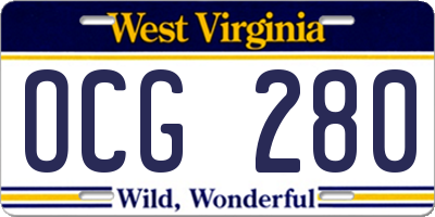 WV license plate OCG280