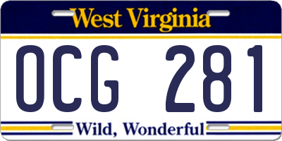WV license plate OCG281