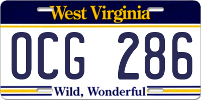 WV license plate OCG286