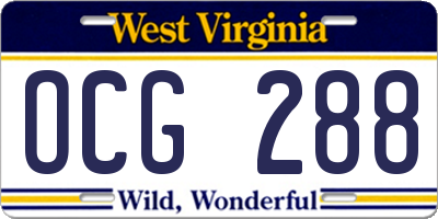 WV license plate OCG288