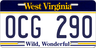 WV license plate OCG290